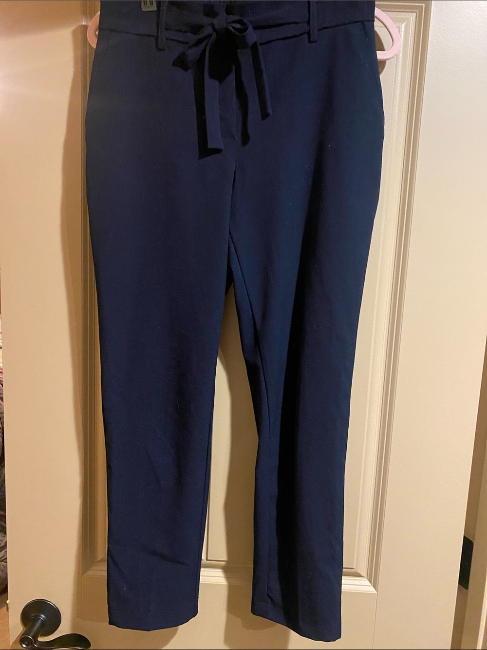 Jules & Leopold Navy Blue Tie-Waist Ankle Pants Size Small Slacks Career Wear